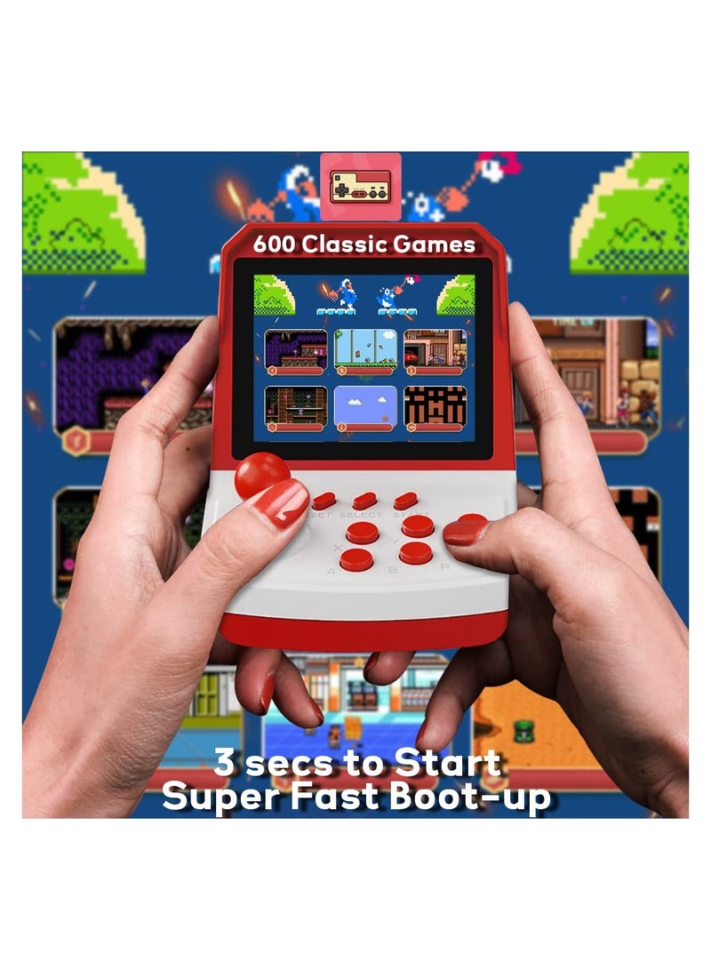 SYOSI A6 Plus Mini Handheld Game Console 3.5 inch Arcade Style Emulator Portable Games Console Preinstalled Classic FC Games Built-in Rechargeable Battery for Kids Teens Gift 2 Players Blue  - Image 2