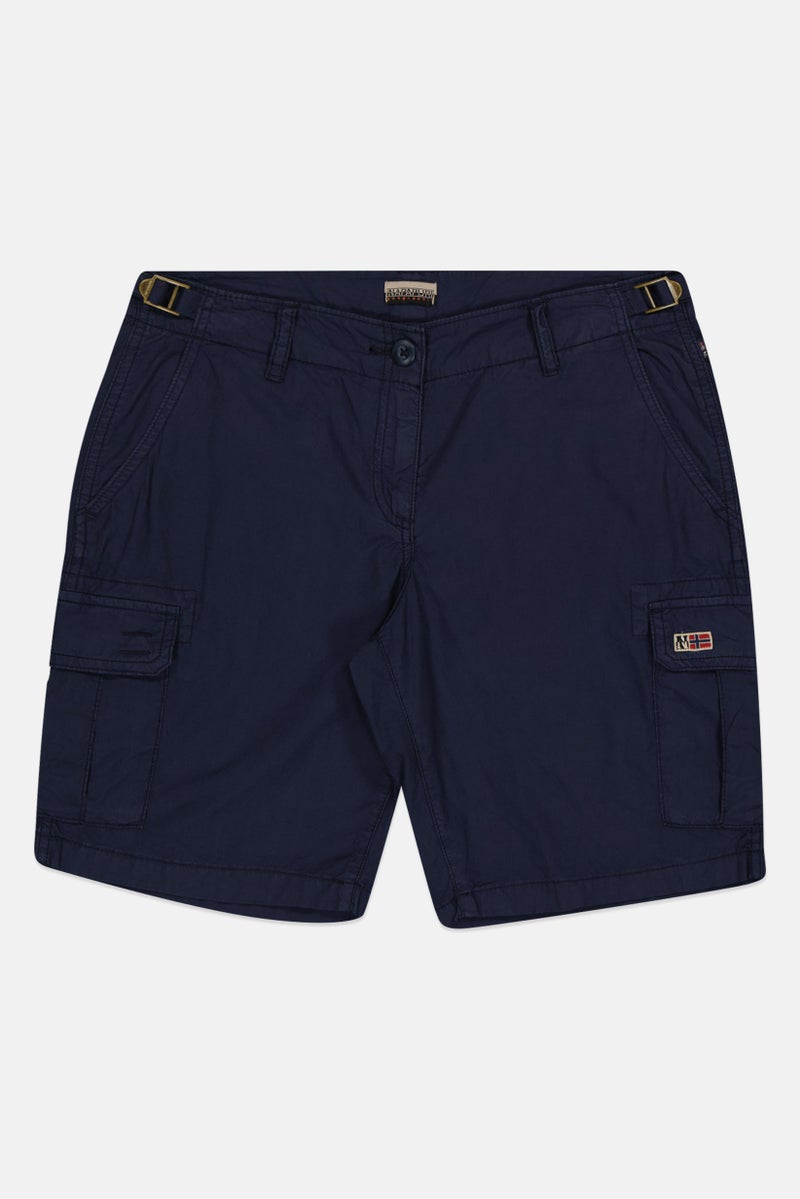 Napapijri Women Regular Fit Embroidered Logo Basic Shorts, Navy - Image 3