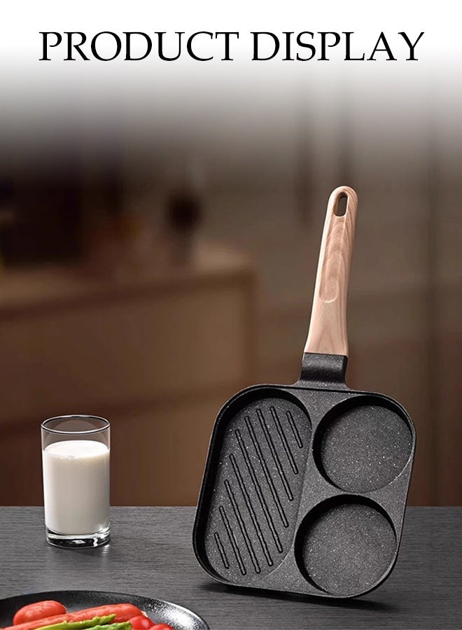 DUNISO Egg Frying Pan,3-in-1 Nonstick Pan Divided Breakfast with Heat Resistant Handle,Aluminium Alloy Omelette Skillet Suitable for Gas Stove & Induction Cookware - Image 3