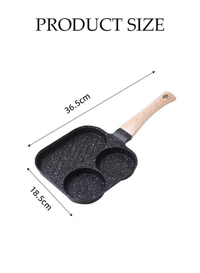 DUNISO Egg Frying Pan,3-in-1 Nonstick Pan Divided Breakfast with Heat Resistant Handle,Aluminium Alloy Omelette Skillet Suitable for Gas Stove & Induction Cookware - Image 2