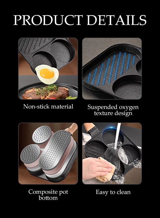 DUNISO Egg Frying Pan,3-in-1 Nonstick Pan Divided Breakfast with Heat Resistant Handle,Aluminium Alloy Omelette Skillet Suitable for Gas Stove & Induction Cookware - Image 5