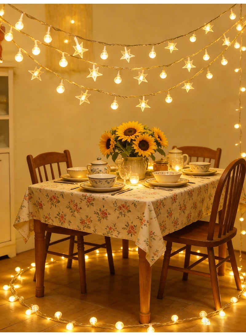 Led Courtyard String Lights 10M - 80 Warm White LED Curtain Fairy Lights with Twinkling Star & Sphere, Waterproof IP65 for Indoor/Outdoor, USB Powered - Ideal for Garden, Patio, Bedroom, Party, Home Decor - Image 1