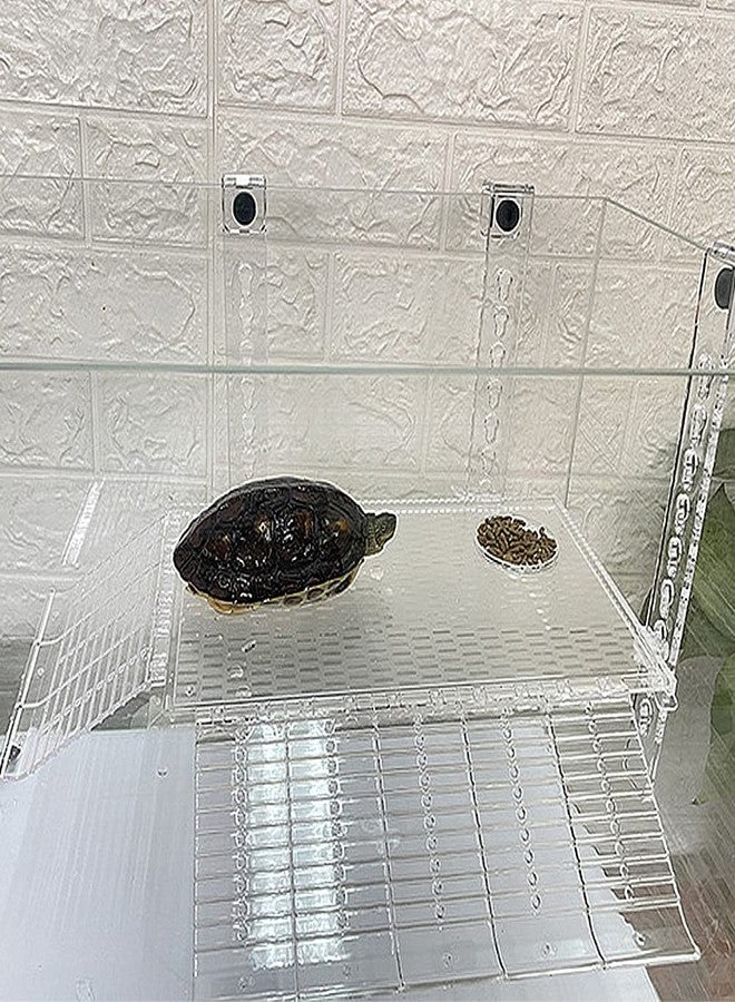 Saim Hanging Turtle Basking Platform, Adjustable Acrylic Aquatic Reptile Turtle Tank Dock with Ramp, for Aquatic Turtles, Turtle Tank Aquarium - Medium (12inch) - Image 4