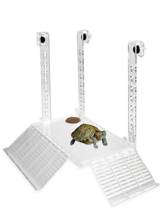 Saim Hanging Turtle Basking Platform, Adjustable Acrylic Aquatic Reptile Turtle Tank Dock with Ramp, for Aquatic Turtles, Turtle Tank Aquarium - Medium (12inch) - Image 1