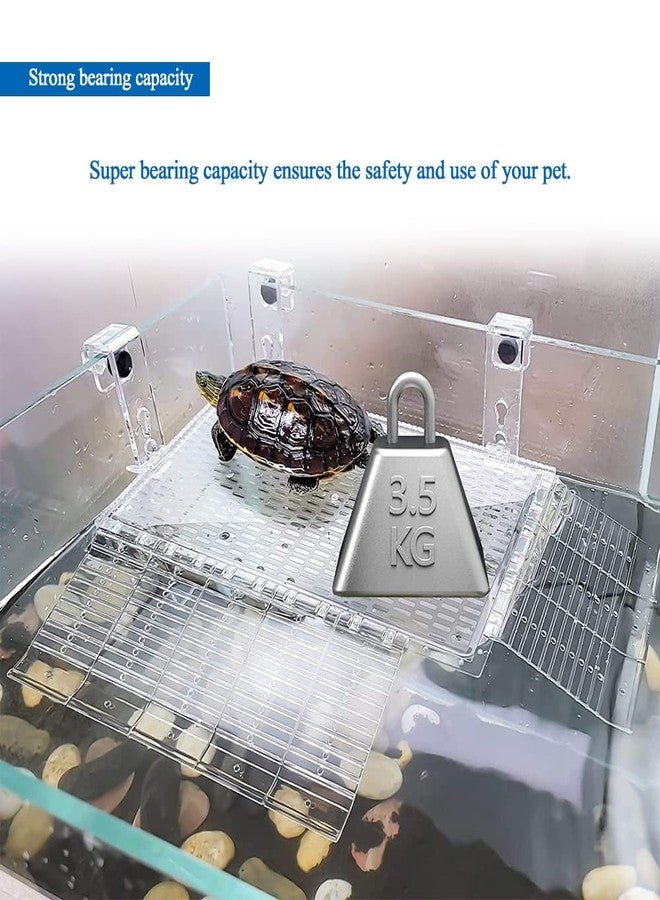 Saim Hanging Turtle Basking Platform, Adjustable Acrylic Aquatic Reptile Turtle Tank Dock with Ramp, for Aquatic Turtles, Turtle Tank Aquarium - Medium (12inch) - Image 5