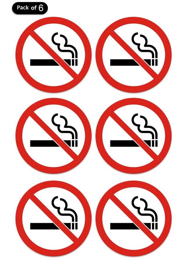 dealzEpic - - No Smoking Round Vinyl Stickers | Peel And Stick Self Adhesive Waterproof Do Not Smoke Sign Decal | Set Of 6 Pcs - Image 1
