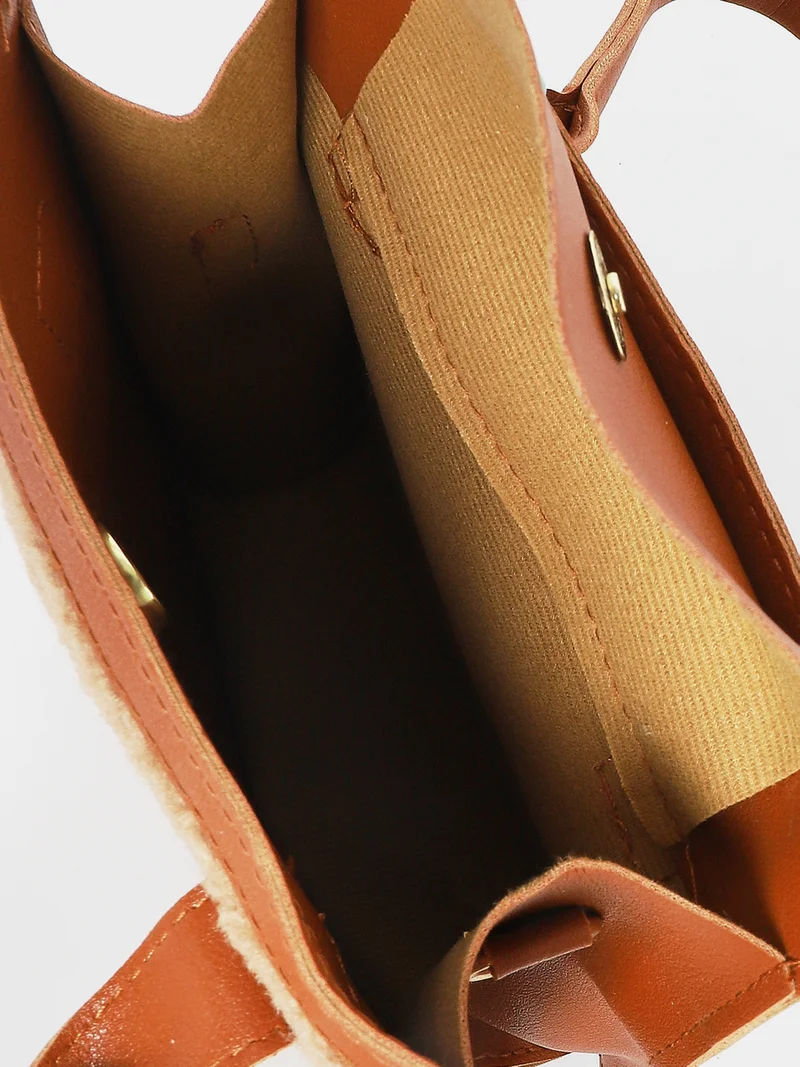 Styli Teddy Faux Fur Handbag with Detachable Strap