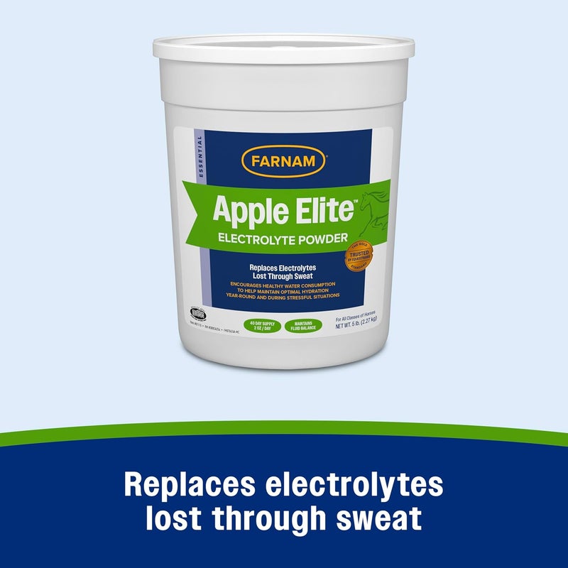 Farnam Apple Elite Electrolyte Powder Supplement for Horses, Replaces Vital Minerals, Encourages Hydration, No Added Sugar, 5 pounds - Image 3