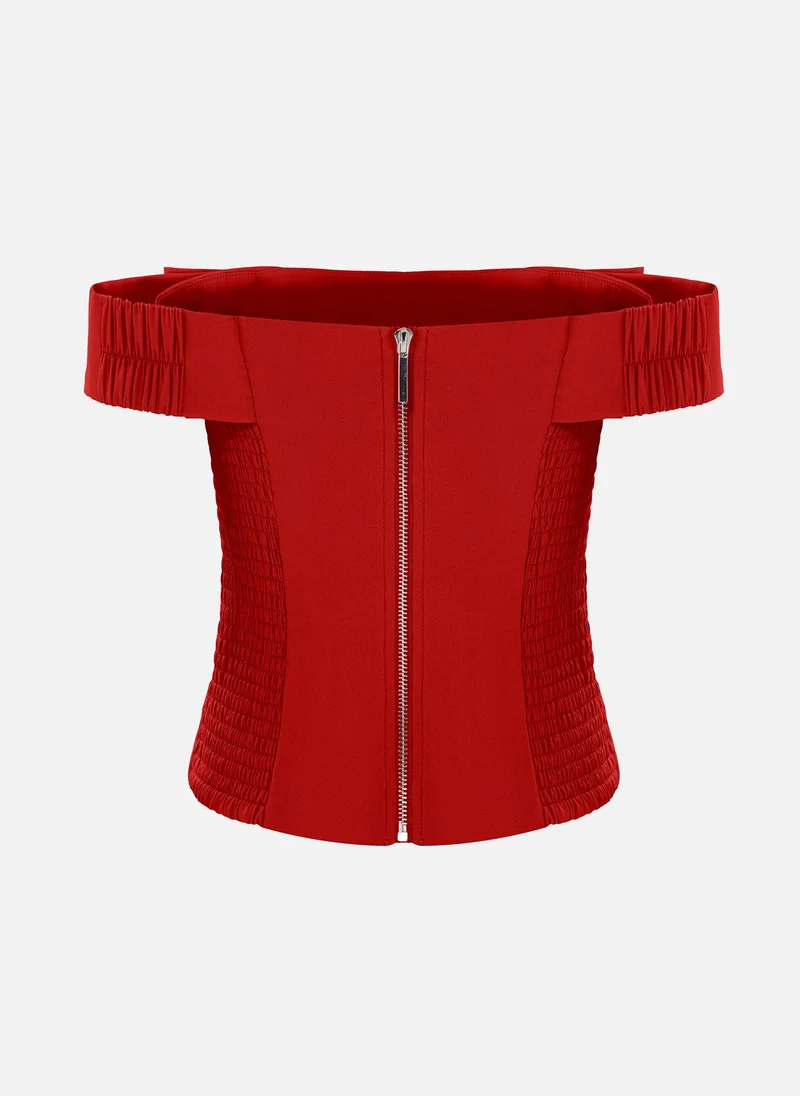 Lichi Corset top with open shoulders and frontal bow