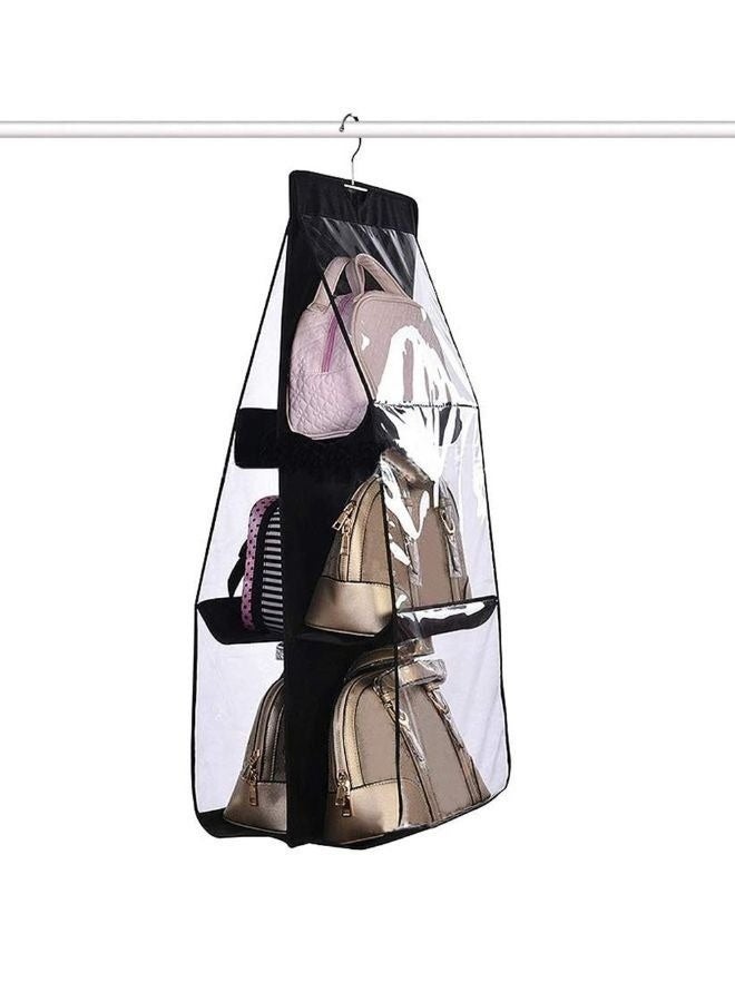 6-Pocket Clear Handbag & Purse Organizer – Hanging Bag Storage Shelf for Closet, Wardrobe, or Over-the-Door, Space-Saving Design, Durable Black Hanging Organizer for Handbags, Purses, Clutches, and Accessories (1 Pack). - Image 4