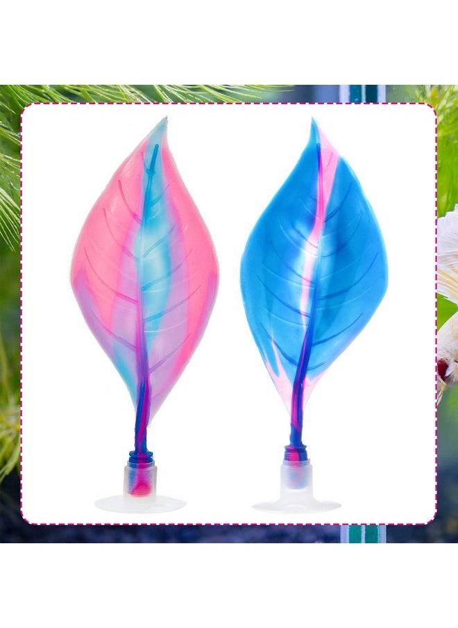 WILLBOND WILLBOND 2 Pieces Silicone Betta Bed Leaf Hammock for Betta Fish, Betta Fish Bed, Practical Resting Spot, No BPA, Comfortable and Safe (Blue, Pink)  - Image 3