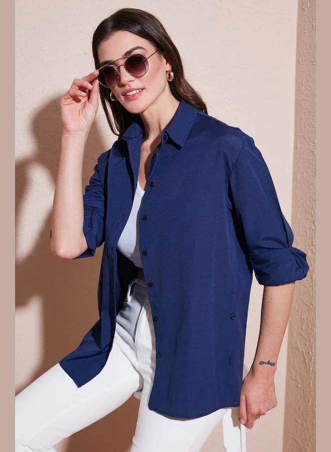 Lela Lela Cotton Regular Fit Buttonable Slit Detailed Shirt Women's SHIRT 6772920