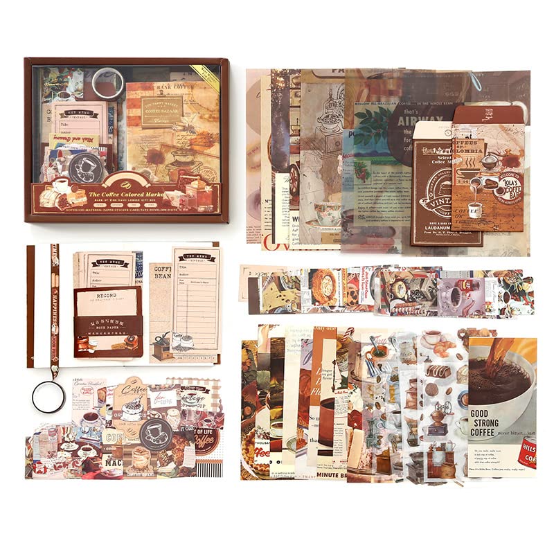 Abhsant Scrapbooking Supplies Kit - 346pcs | Journaling Supplies, Aesthetic Paper | A6 Grid Notebook | Craft Gift for Adults, Teens, Girls, Kids | Boost Creativity! (The Coffee) - Image 2