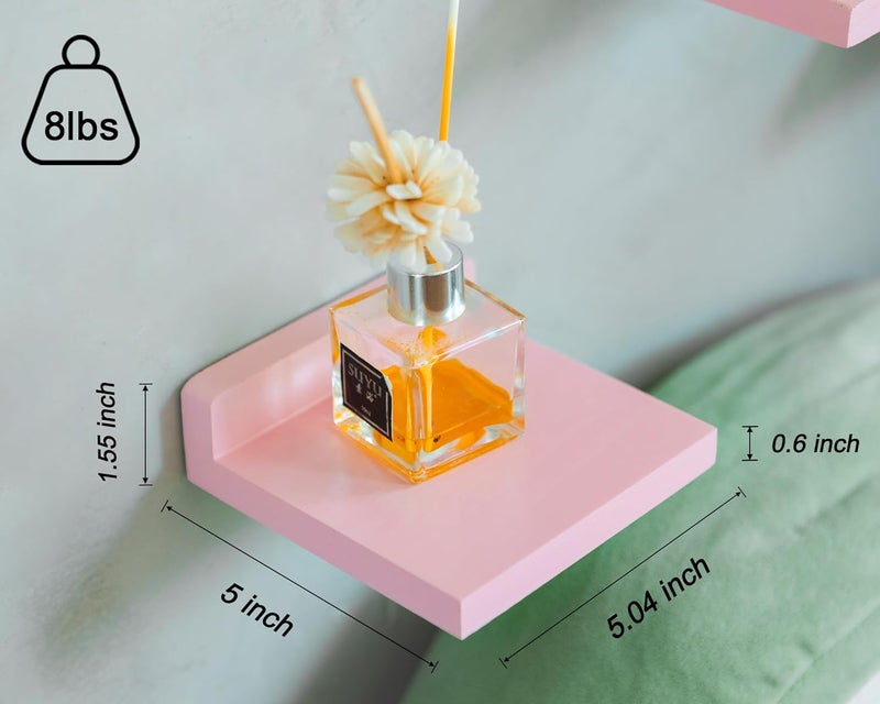 QsQueen Small Floating Shelves Mini Shelves Hanging Display 5 Inch Wall Shelf for Bathroom Livingroom Bedroom,3 Pack, with 2 Types of Installation, Great for Room Decor - Image 2