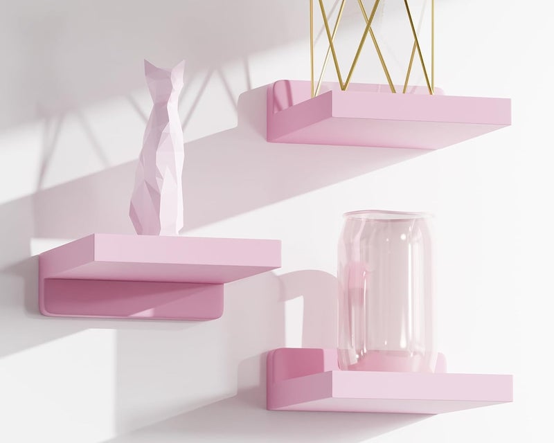 QsQueen Small Floating Shelves Mini Shelves Hanging Display 5 Inch Wall Shelf for Bathroom Livingroom Bedroom,3 Pack, with 2 Types of Installation, Great for Room Decor - Image 1