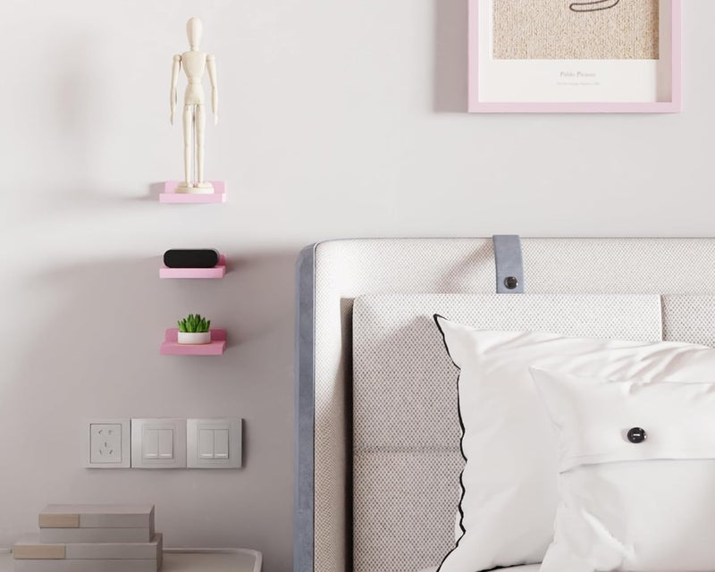 QsQueen Small Floating Shelves Mini Shelves Hanging Display 5 Inch Wall Shelf for Bathroom Livingroom Bedroom,3 Pack, with 2 Types of Installation, Great for Room Decor - Image 4