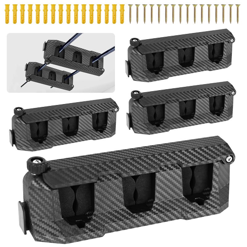 Ruppence 4-Pack Fishing Rod Holder for Garage, Wall Mounted Fishing Pole Holders with EVA Foam, Vertical Fishing Rod Rack Storage for Boats, Garage, Wall, Ceiling - Image 1
