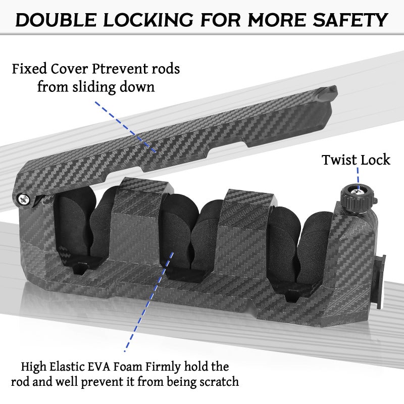 Ruppence 4-Pack Fishing Rod Holder for Garage, Wall Mounted Fishing Pole Holders with EVA Foam, Vertical Fishing Rod Rack Storage for Boats, Garage, Wall, Ceiling - Image 4