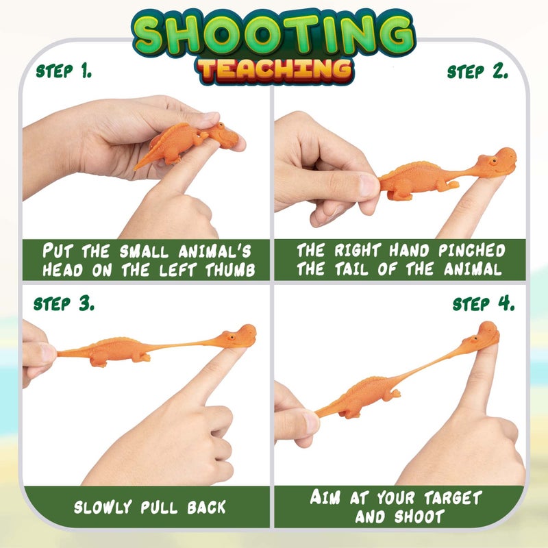 PICK A TOY Stretchy Slingshot Dinosaur Toys - 36 Mini Rubber Dinosaurs, Party Favors, Kids Prizes, Easter Egg Fillers, Finger Flingers Flying Chicken Toy - Image 2