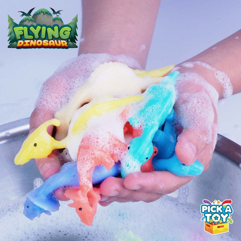 PICK A TOY Stretchy Slingshot Dinosaur Toys - 36 Mini Rubber Dinosaurs, Party Favors, Kids Prizes, Easter Egg Fillers, Finger Flingers Flying Chicken Toy - Image 5