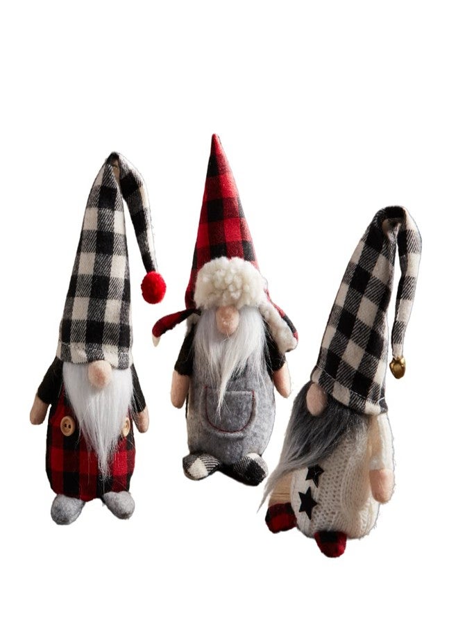 Mud Pie Home Lodge Holidays Christmas 6" Cotton, Felt and Knit Gnomes 3 Piece Set, 6" H, Red, Gray, White, Multicolor - Image 1