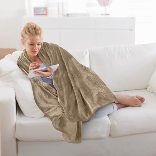 Utopia Bedding Fleece Blanket Throw Size Camel 300GSM Luxury Anti-Static Fuzzy Soft Microfiber Blanket for Couch, Sofa and Bed (60x50 Inch) - Image 3