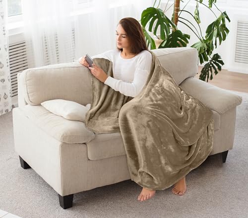 Utopia Bedding Fleece Blanket Throw Size Camel 300GSM Luxury Anti-Static Fuzzy Soft Microfiber Blanket for Couch, Sofa and Bed (60x50 Inch) - Image 5