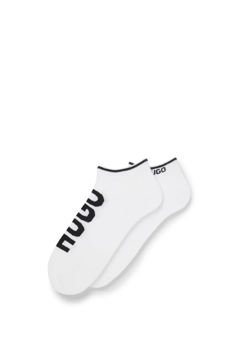 هوجو جوارب قطنية بطول الكاحل بعبوة من قطعتين بشعارات