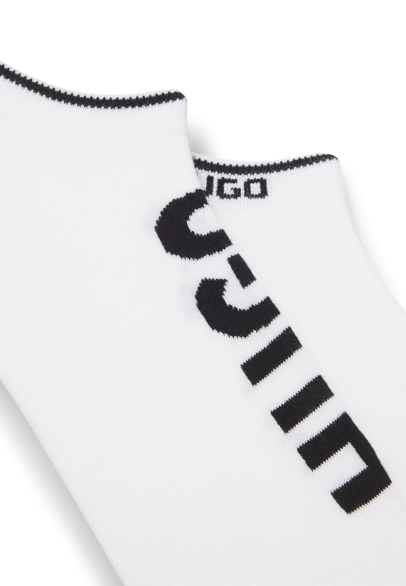 هوجو جوارب قطنية بطول الكاحل بعبوة من قطعتين بشعارات
