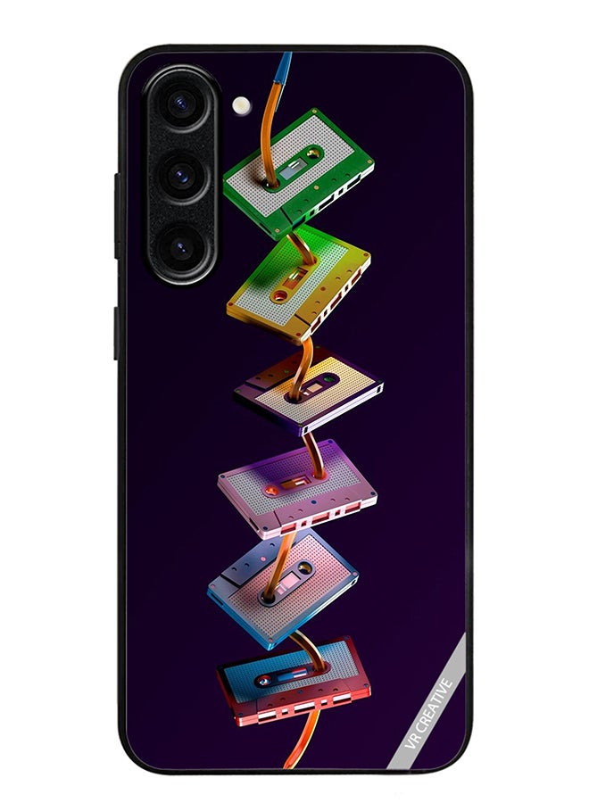 VR CREATIVE Protective Case Cover For Samsung Galaxy S24 Cassette Tape Design Multicolour - Image 1