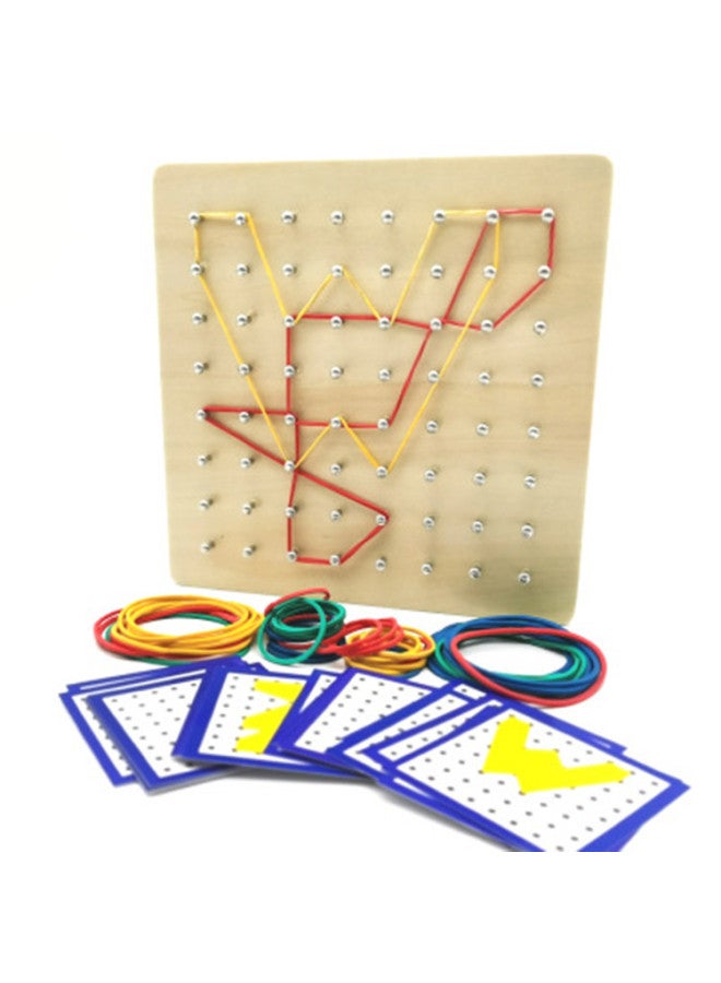 Wooden Montessori Geometry Rubber Band Nail Plate Kindergarten Early Education Enlightenment Mathematics Shape Learning Aids-Color:Geometric Shape Rubber Band Nail Plate - Image 1