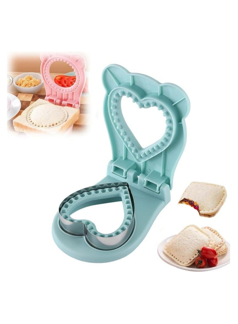Crustless Sandwich Cutters for Kids – Lunch Bento Box Accessories (Blue Love) - Image 1