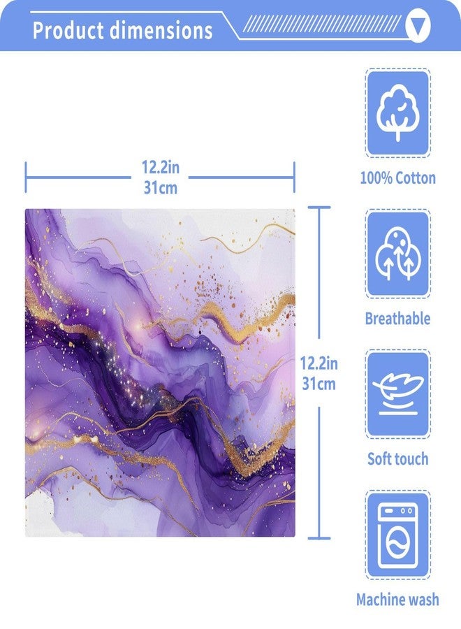 YETTASBIN Purple Marble Washcloths 6 Pack, Soft Absorbent Cotton Baby Face Towels, Washable Reusable Fingertip Towels for Bath Gym Hotel Spa, 12 x 12 Inch - Image 5