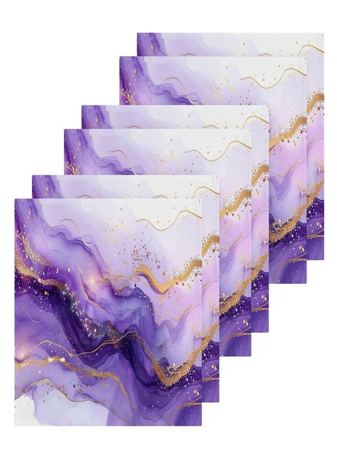 YETTASBIN Purple Marble Washcloths 6 Pack, Soft Absorbent Cotton Baby Face Towels, Washable Reusable Fingertip Towels for Bath Gym Hotel Spa, 12 x 12 Inch - Image 1