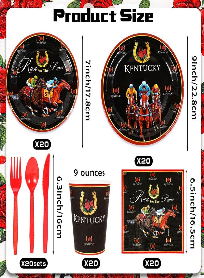 HOWAF 140Pcs Kentucky Horse Racing Party Supplies Disposable Dinnerware Set, Derby Day Table Decorations Plates, Napkins, Spoons for Run for the Roses Party Decoration Derby Race Supplies - Image 2
