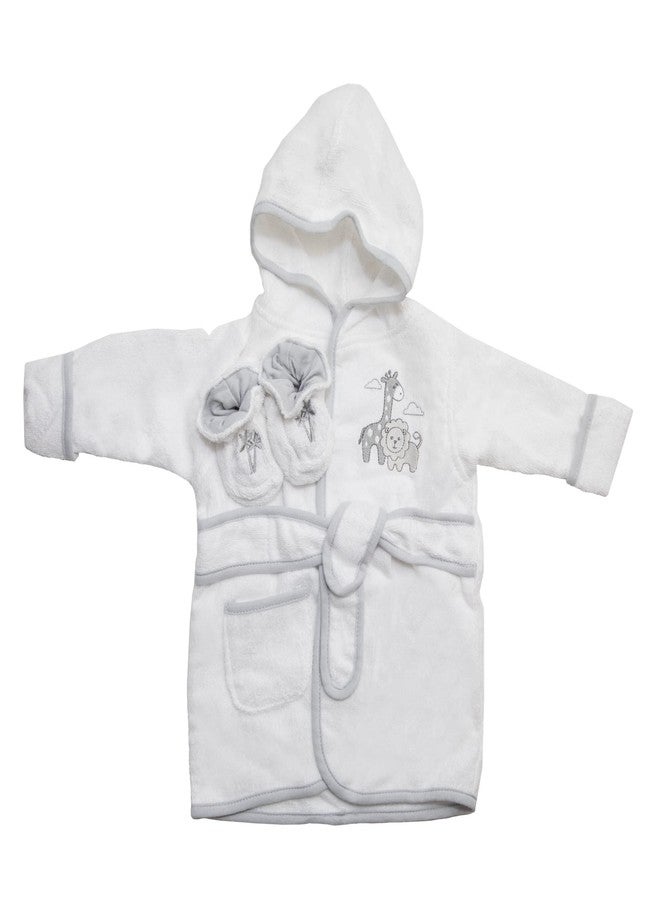 Spasilk Hooded Terry Bathrobe with Booties, Baby Shower Set, One Size, Grey Lion - Image 1