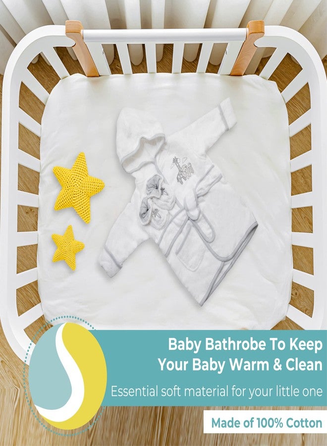 Spasilk Hooded Terry Bathrobe with Booties, Baby Shower Set, One Size, Grey Lion - Image 5