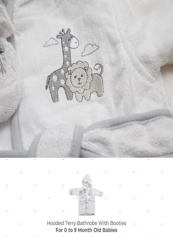 Spasilk Hooded Terry Bathrobe with Booties, Baby Shower Set, One Size, Grey Lion - Image 2