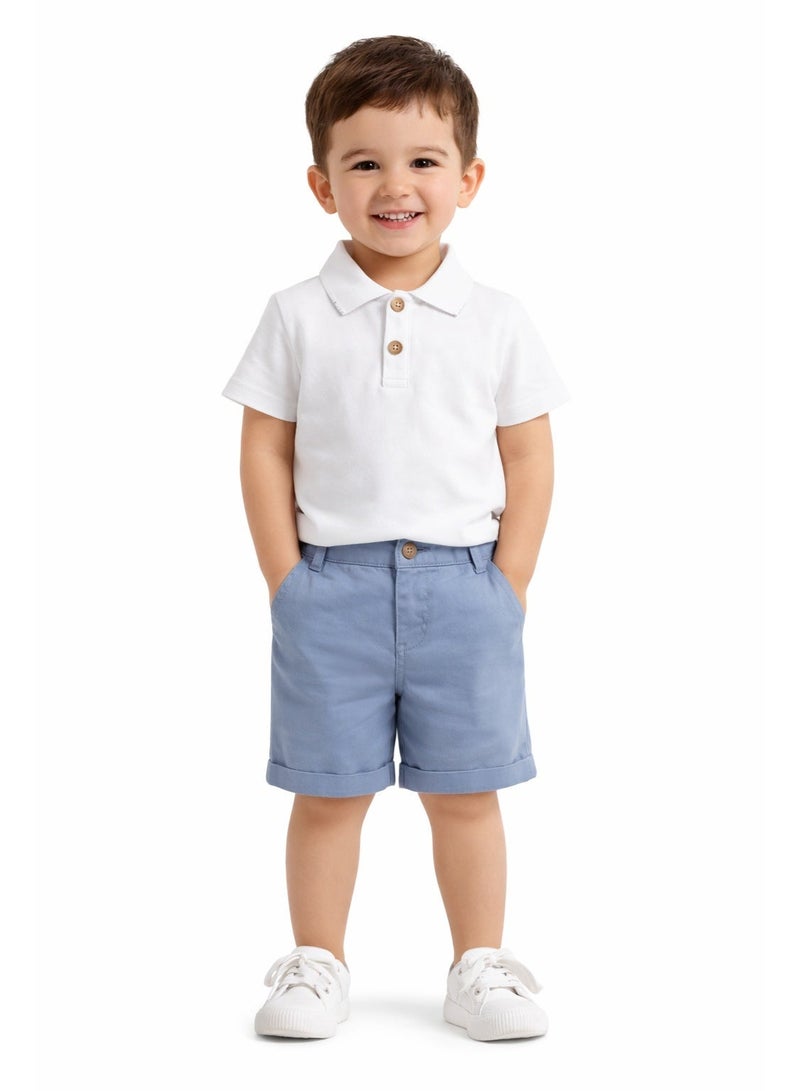 Smarties AE Boys Polo T-Shirt and Shorts Set (18 Months to 4 Years) – Cotton Blend Summer Outfit for Kids – Half Sleeve Collar Top with Elastic Waist Shorts – Casual Party Wear Clothing Set - Image 2
