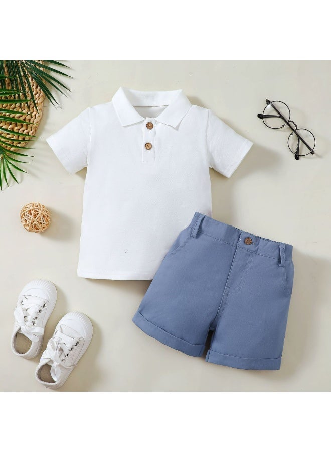 Smarties AE Boys Polo T-Shirt and Shorts Set (18 Months to 4 Years) – Cotton Blend Summer Outfit for Kids – Half Sleeve Collar Top with Elastic Waist Shorts – Casual Party Wear Clothing Set - Image 3