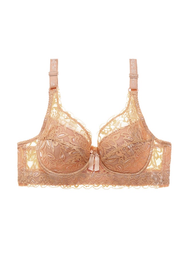 Lace Trimmed Push Up Underwire Bra Plus Size Adjustable Side Slimming Design Underwear Thin Cotton Cups Breathable Mesh Bra  - Image 1