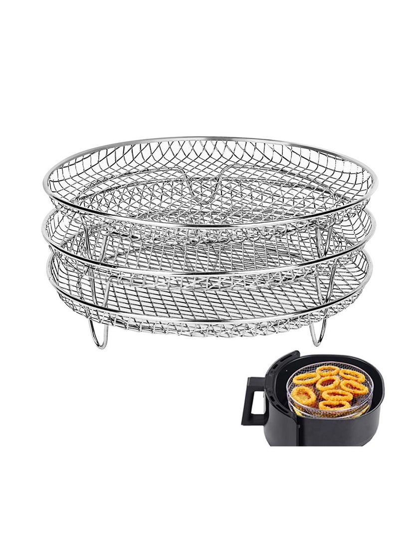 Air Fryer Three Stackable Dehydrator Racks, Stainless Steel Air Fryer Rack Fit all 4.2QT - 5.8QT Air fryer, Oven, Press Cooker, Air Flow Racks - Image 1