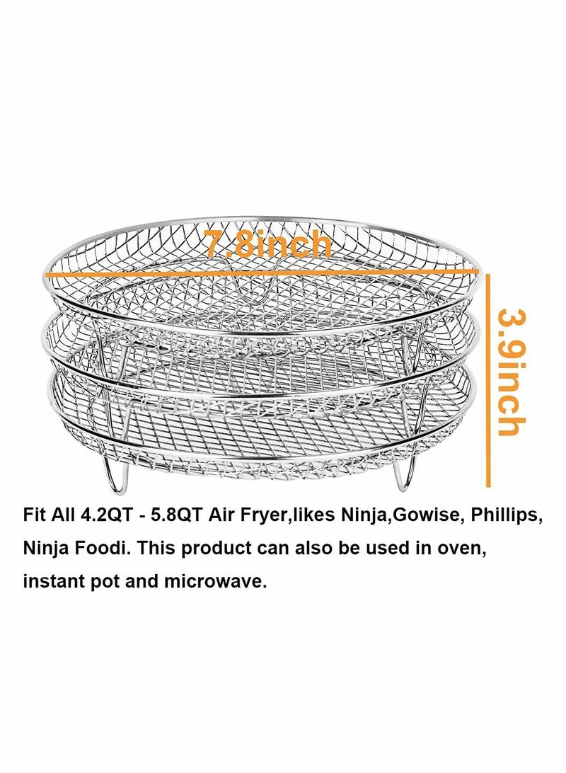Air Fryer Three Stackable Dehydrator Racks, Stainless Steel Air Fryer Rack Fit all 4.2QT - 5.8QT Air fryer, Oven, Press Cooker, Air Flow Racks - Image 3