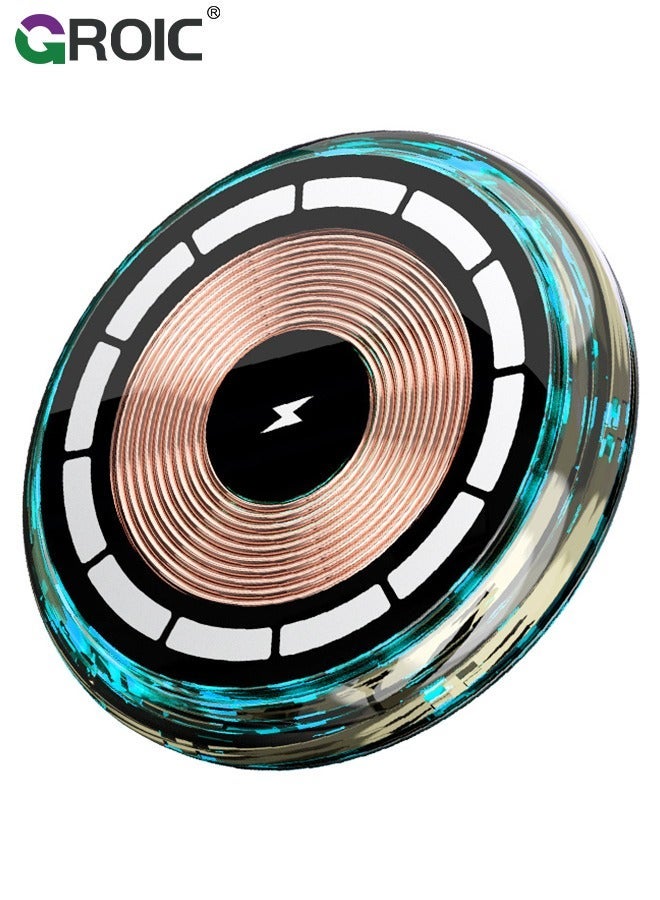 GROIC RGB Led Lights Car Phone Holder Stand Charger with Light Cable Multi Color Ambient Fast Charge Wireless Strong Magnetic Suction Universal Mount - Image 1