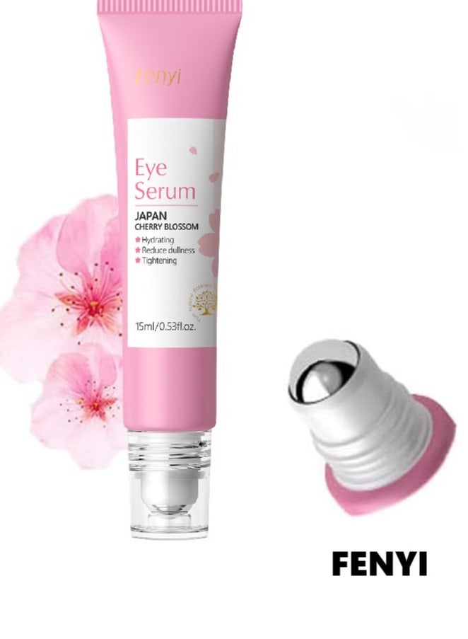 فيني يلا جوي سيروم رولر للعيون بنكهة زهر الكرز، مرطب للعيون بتركيبة عميقة الترطيب مع الكافيين والصوديوم هيالورونات، كريم تحت العين للحد من الهالات السوداء والخطوط الدقيقة، علاج للعناية بالبشرة لنعومة تامة. - Image 1