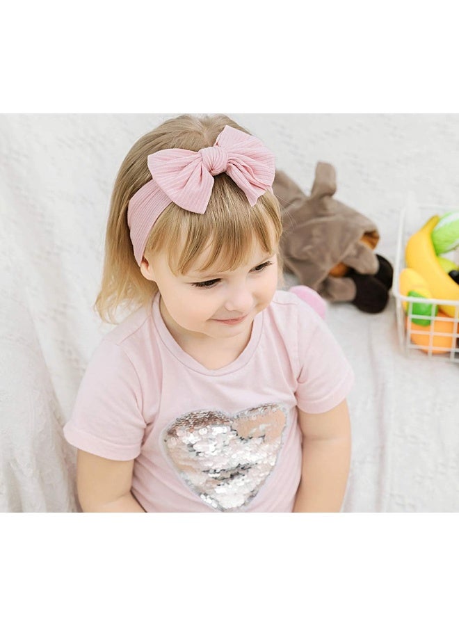 Mookiraer Mookiraer Baby Girls Headbands with Bows Handmade Hair Accessories Stretchy Hairbands for Newborn Infant Toddler Baby Essentials - Image 2