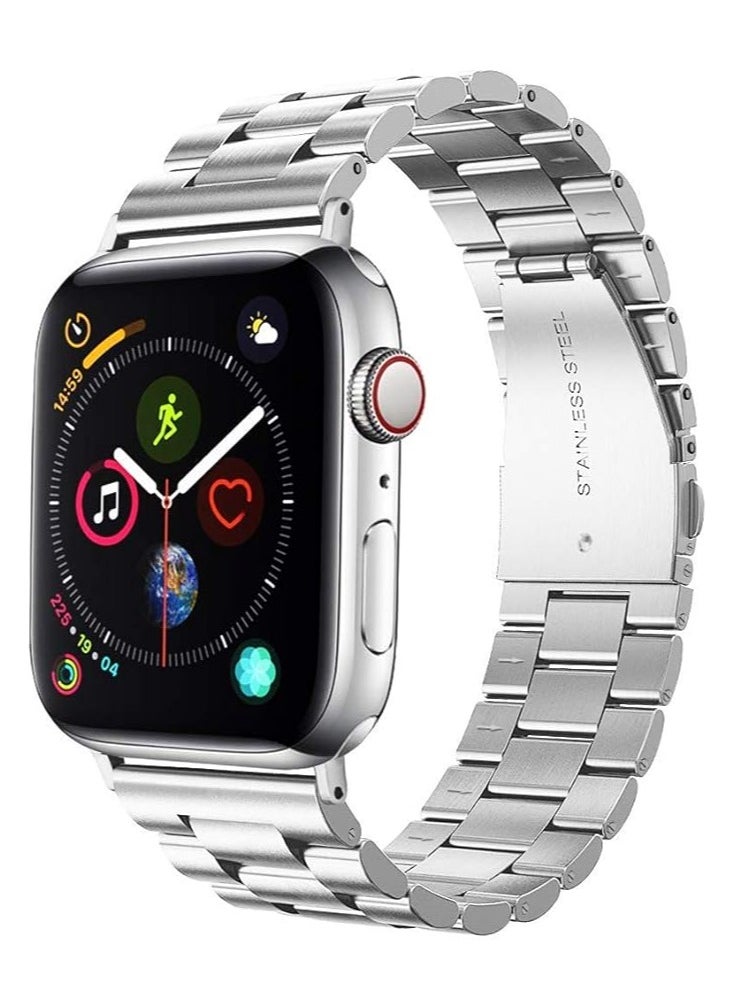 TWEGGON Stainless Steel Band/Strap for Apple Watch All Series Compatible with 46mm/45mm/44mm/49mm Silver  - Image 1