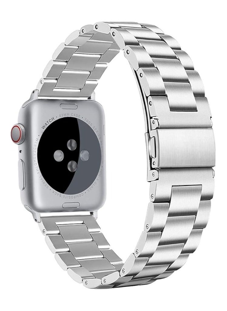 TWEGGON Stainless Steel Band/Strap for Apple Watch All Series Compatible with 46mm/45mm/44mm/49mm Silver  - Image 2