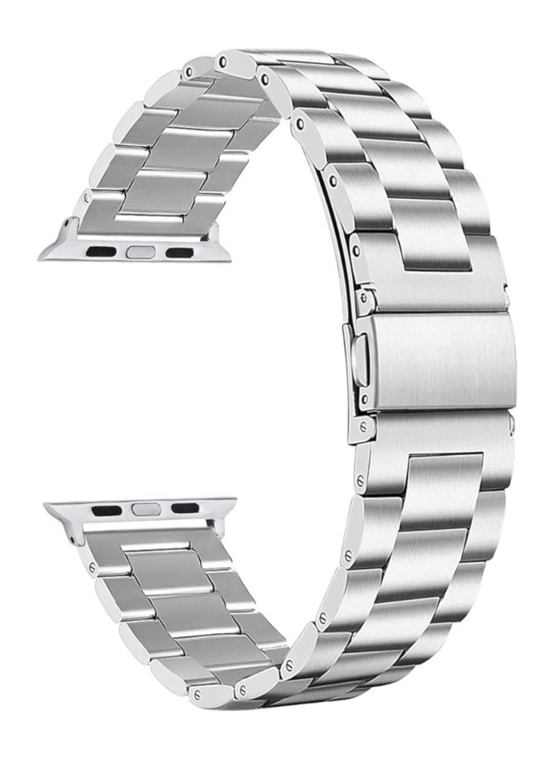 TWEGGON Stainless Steel Band/Strap for Apple Watch All Series Compatible with 46mm/45mm/44mm/49mm Silver  - Image 3