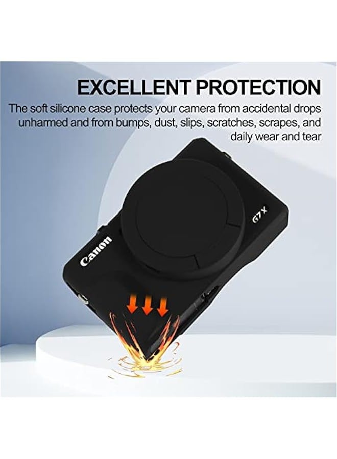 DURKU Case for Canon G7X III G7X mark III G7X3 digital camera, soft silicone case and detachable lens cap for Canon - Image 3